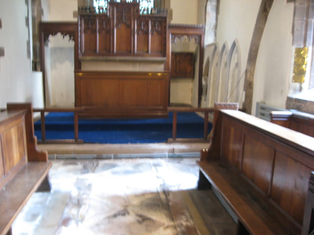 The chancel carpets going