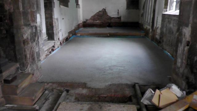 Chancel floor built up with limecrete