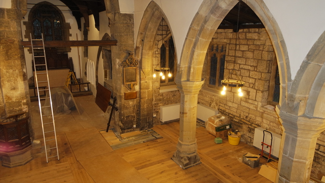 Chancel is painted and Audio-Visual kit is being fitted; some furniture delivered: South East of the Nave and Chancel (Photos: 05/01/2018 KFE)