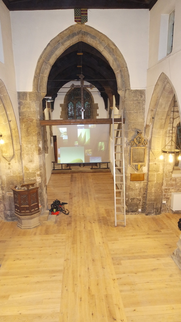 The Nave and Chancel: Note the new projector screen